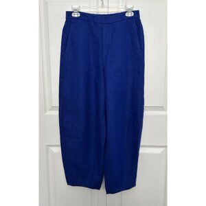 Madewell $98 Pull-On Darted Barrel Leg Pants 100% Linen Blue Size S